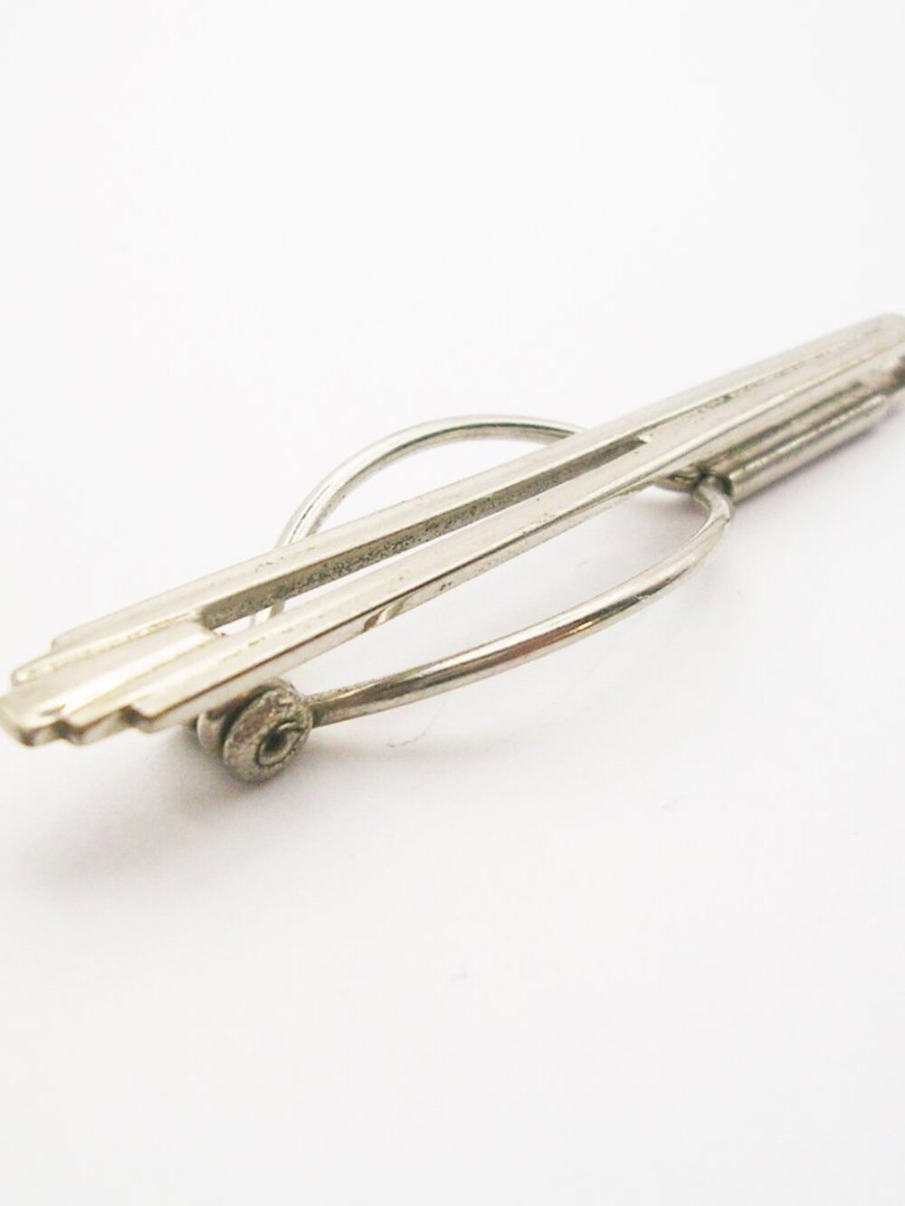 Art Deco Tie Bar Money Clip classic silver color Swank Formal Suit Accessory
